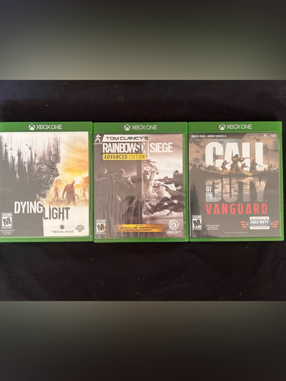 Lot Of 3 Dying Light, Rainbow Six Siege, Call Of & Duty Vanguard Xbox One Games